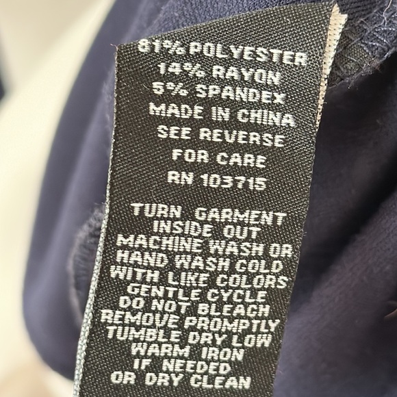 Sharagano Navy Blue and White Shift Dress with Gold Button Detail.Flattering Fit - Picture 6 of 9